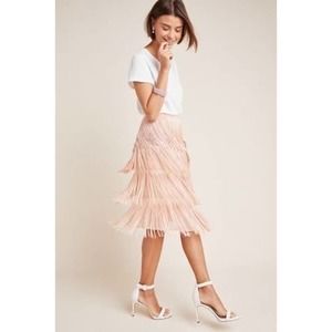 Anthropologie NWOT Maeve Fringe Blush skirt size 16